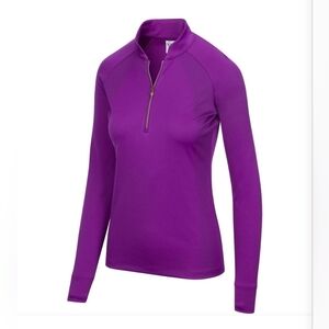 Greg Norman medium sling zip‎ polo in imperial purple